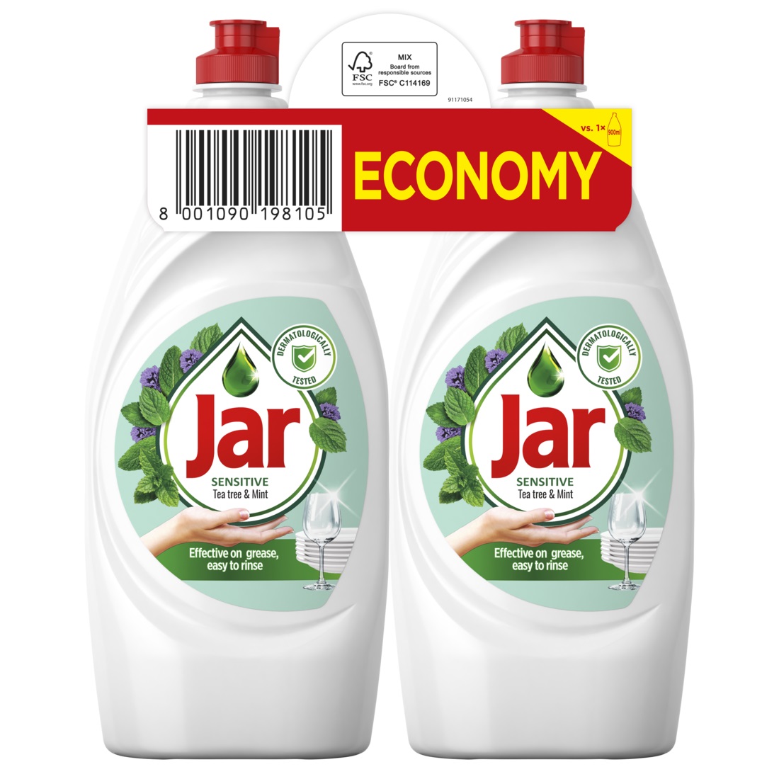 Jar Sensitive Prostředek na nádobí Tea Tree & Mint 2x900 ml Jar