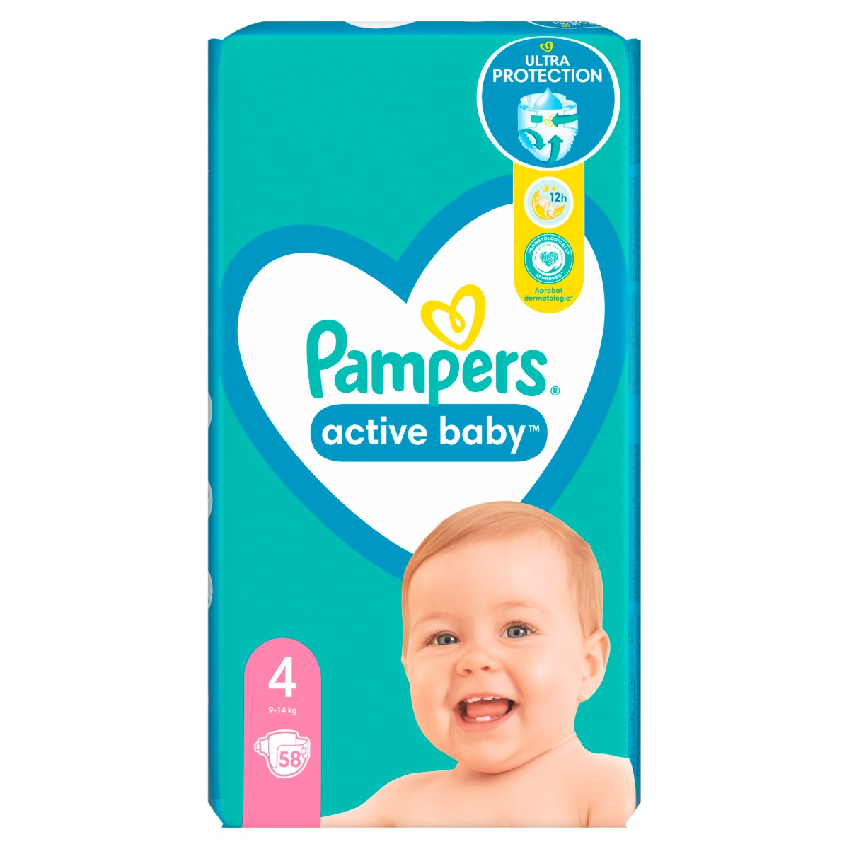 Pampers Active Baby vel. 4 Maxi Pack 9–14 kg dětské pleny 58 ks Pampers