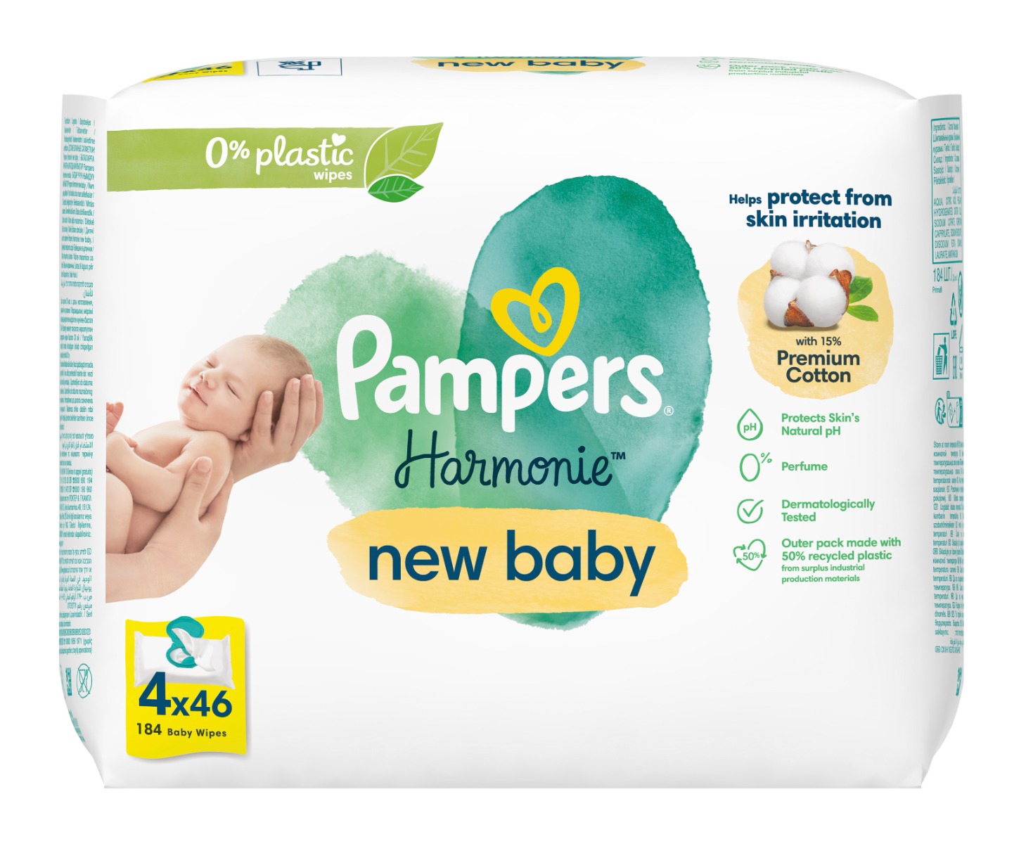 Pampers Harmonie New Baby vlhčené ubrousky 4x46 ks Pampers