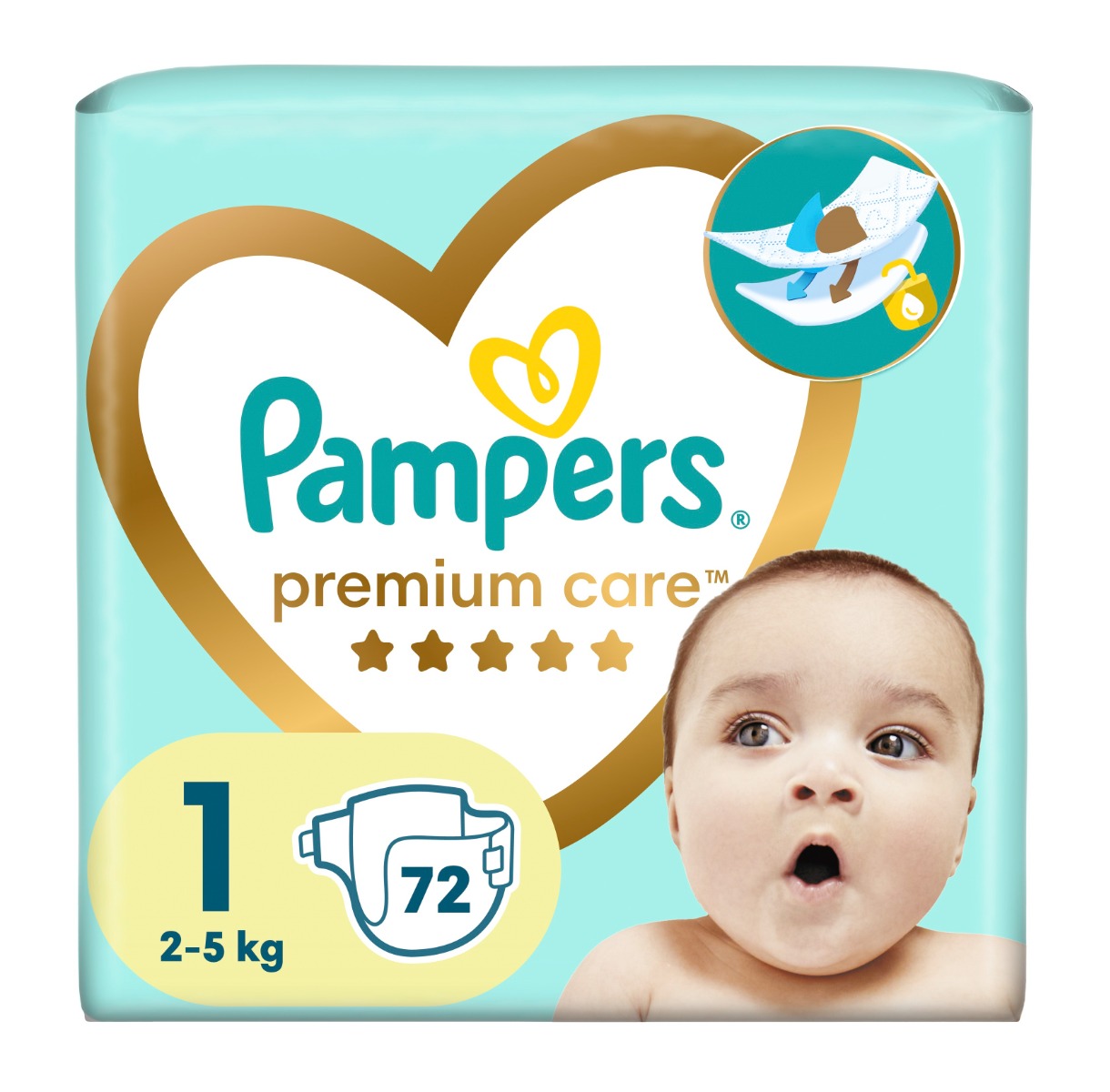 Pampers Premium Care vel. 1 2–5 kg dětské pleny 72 ks Pampers