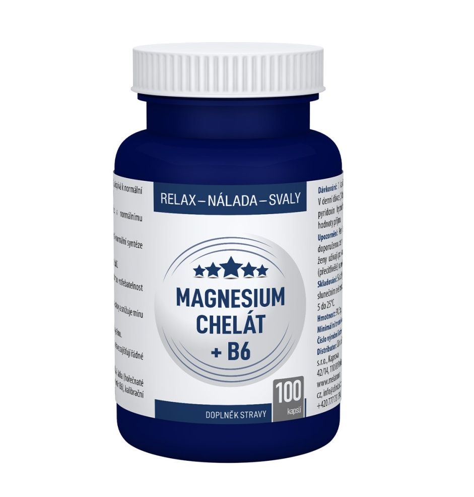 Clinical Magnesium chelát + B6 100 kapslí Clinical