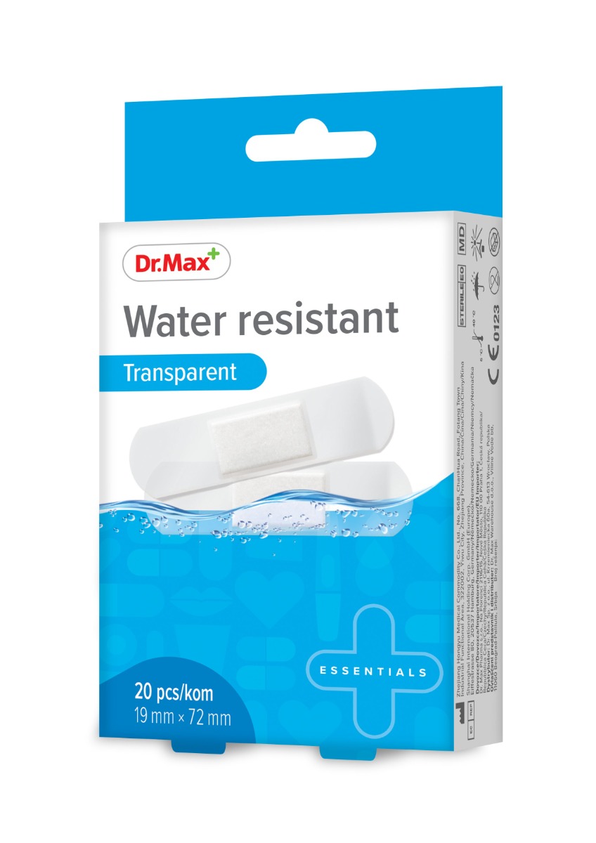 Dr. Max Water resistant Transparent 19 x 72 mm náplast 20 ks Dr. Max