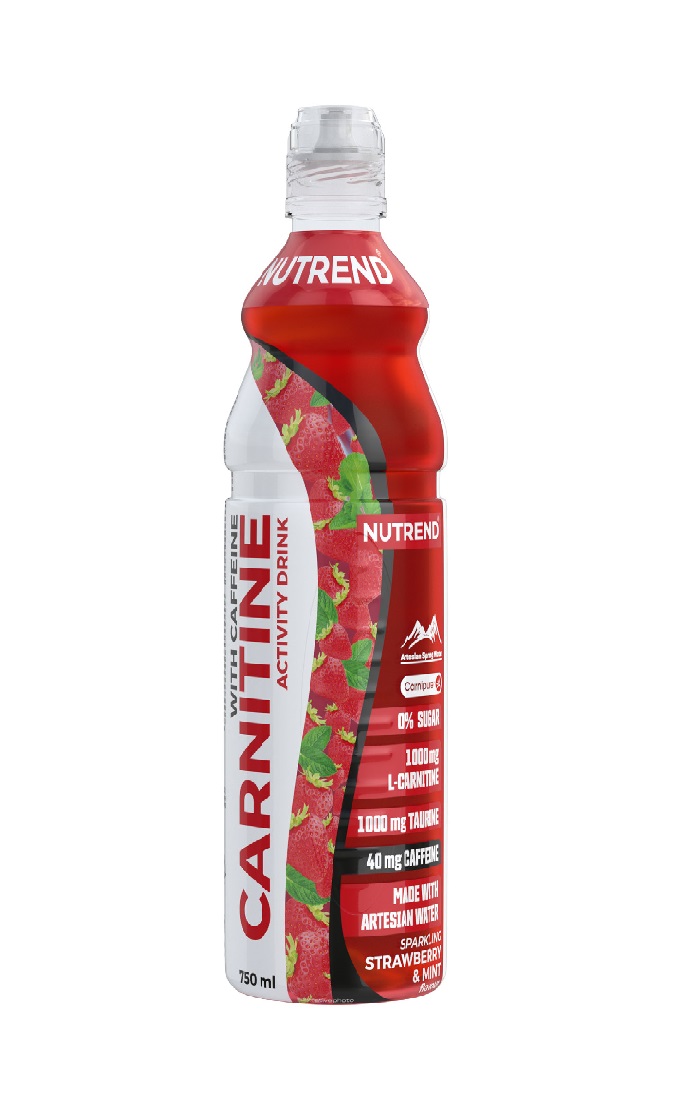 Nutrend Carnitine Activity Drink with Caffeine sycený jahoda + máta 750 ml Nutrend