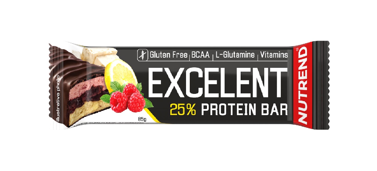 Nutrend Excelent Protein Bar Double citron + tvaroh + malina v mléčné čokoládě 85 g Nutrend