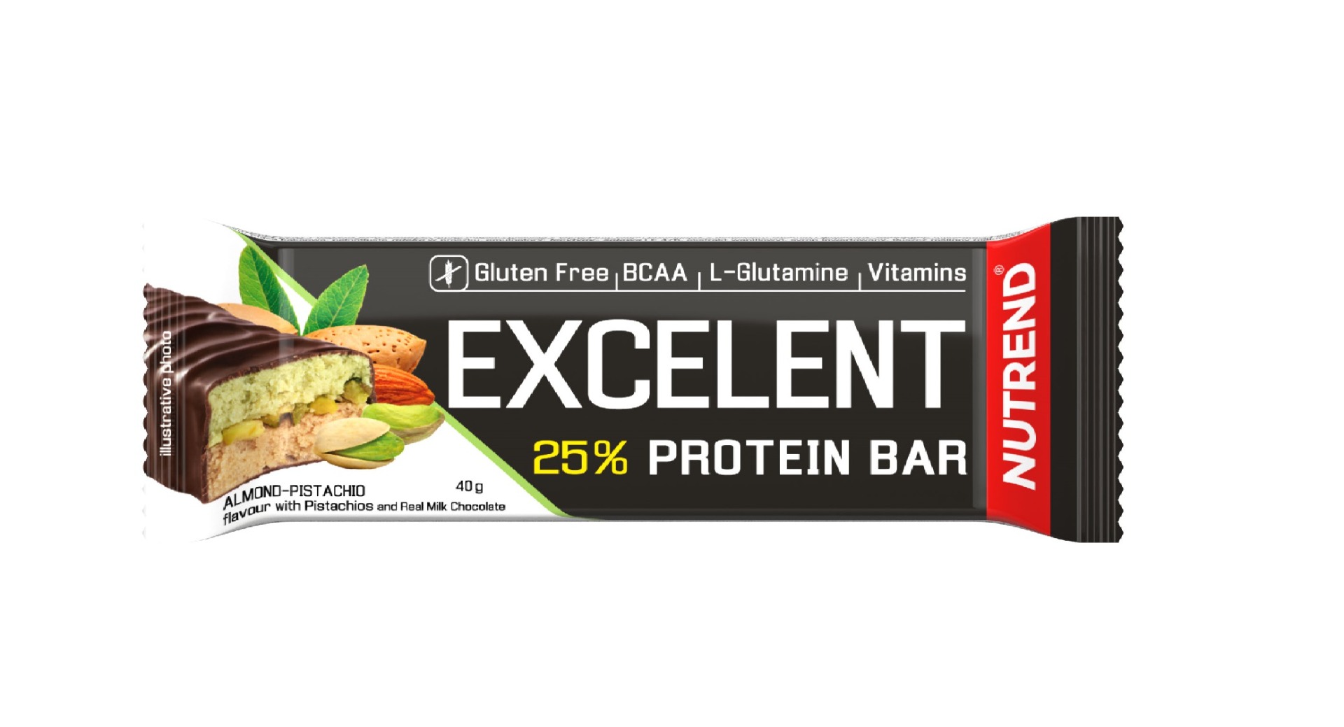 Nutrend Excelent Protein Bar Double mandle + pistácie v mléčné čokoládě 40 g Nutrend