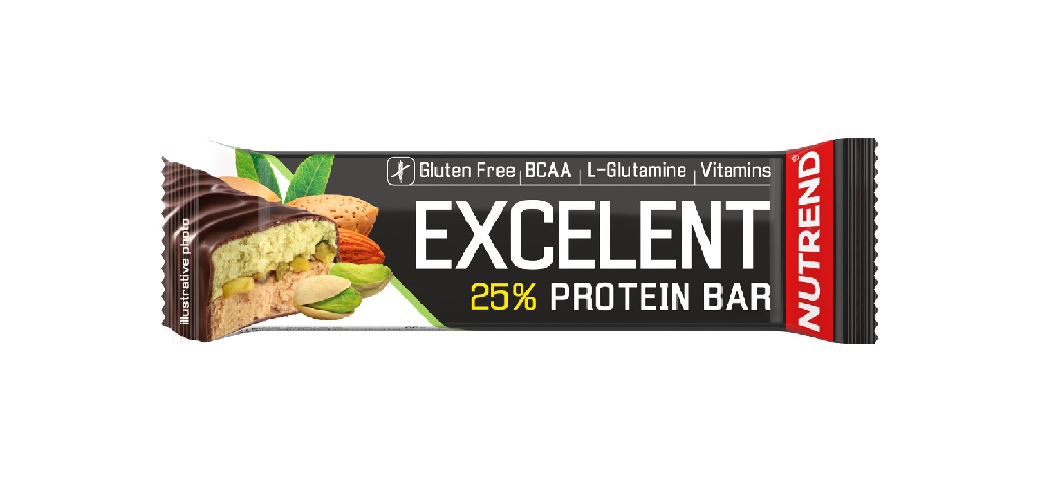 Nutrend Excelent Protein Bar Double mandle + pistácie v mléčné čokoládě 85 g Nutrend