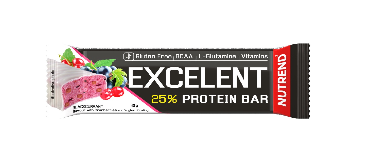 Nutrend Excelent Protein Bar černý rybíz s brusinkami v jogurtové polevě 40 g Nutrend