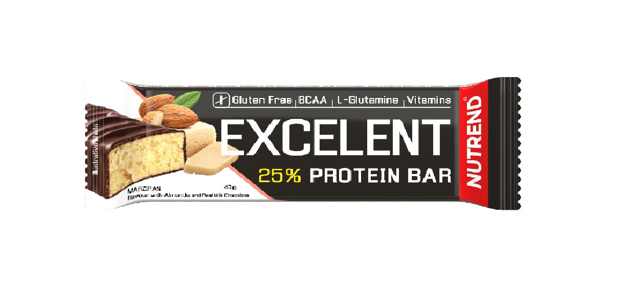 Nutrend Excelent Protein Bar marcipán s mandlemi v mléčné čokoládě 40 g Nutrend