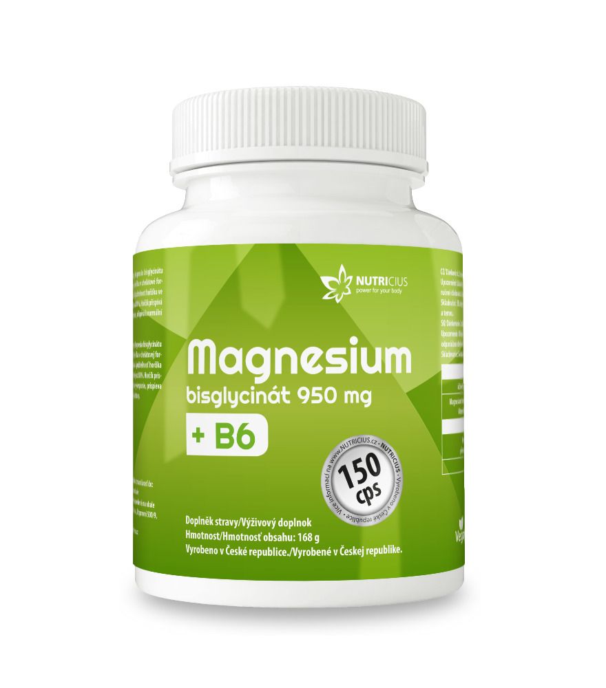 Nutricius Magnesium bisglycinát 950 mg + B6 150 kapslí Nutricius