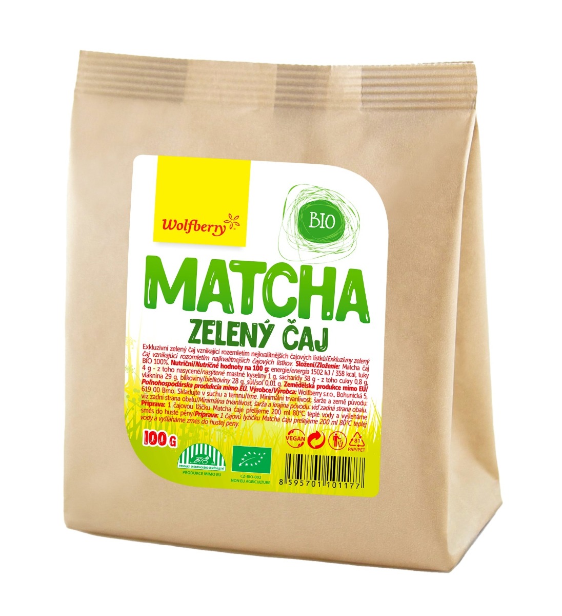 Wolfberry BIO Matcha čaj 100 g Wolfberry