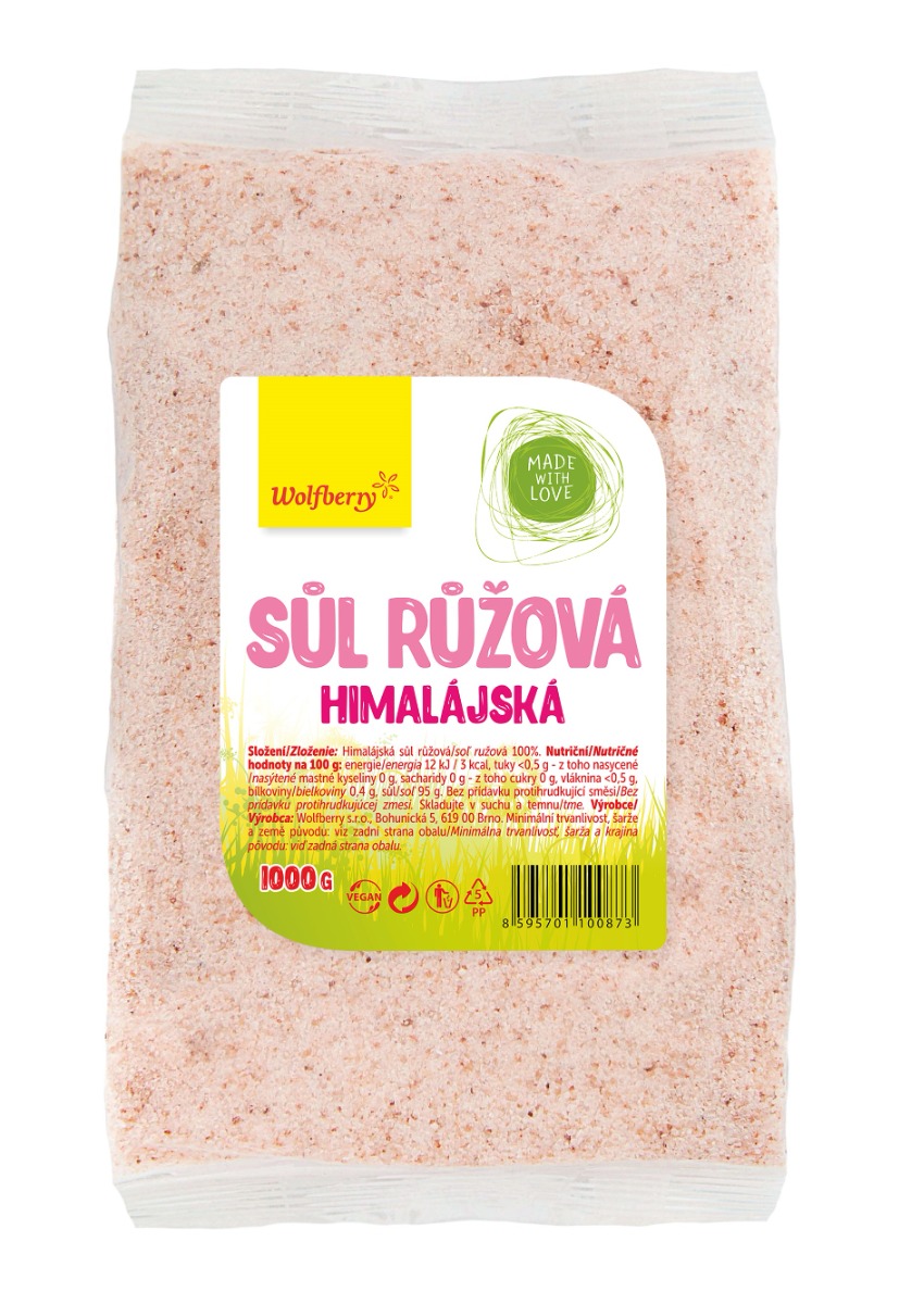 Wolfberry Himalájská sůl růžová jemná 1000 g Wolfberry