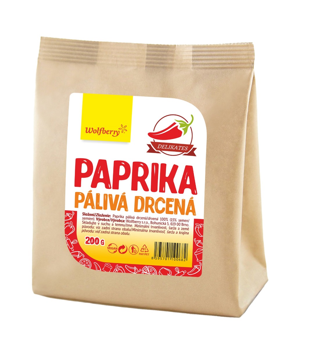 Wolfberry Paprika pálivá drcená 200 g Wolfberry