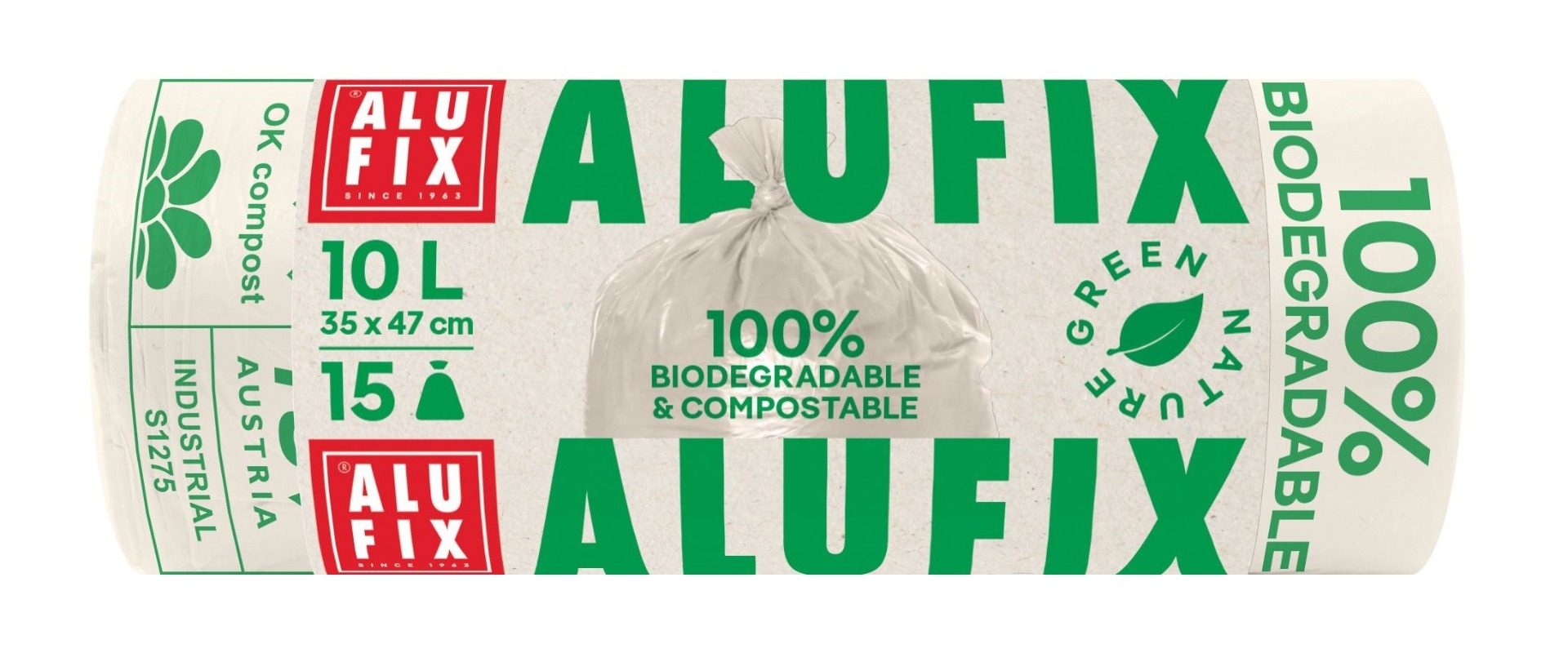 Alufix Green Nature BIO Kompostovatelné pytle na odpadky 10 l 15 ks Alufix