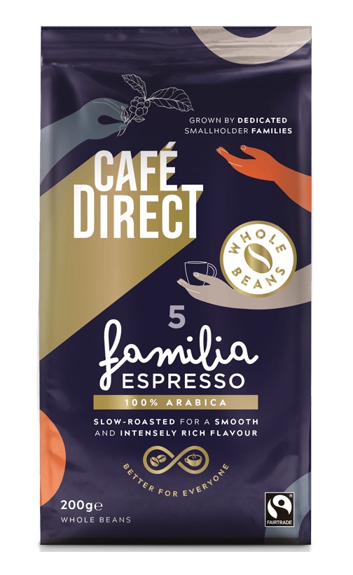 Cafédirect Familia Espresso SCA 82 zrnková káva 200 g Cafédirect