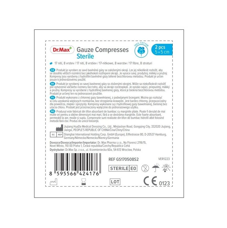 Dr. Max Gauze Compresses Sterile 5 x 5 cm 2 ks Dr. Max