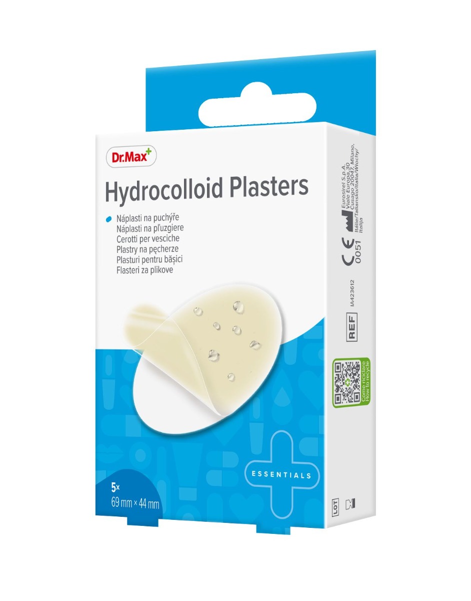 Dr. Max Hydrocolloid Plasters 69 x 44 mm náplasti na puchýře 5 ks Dr. Max