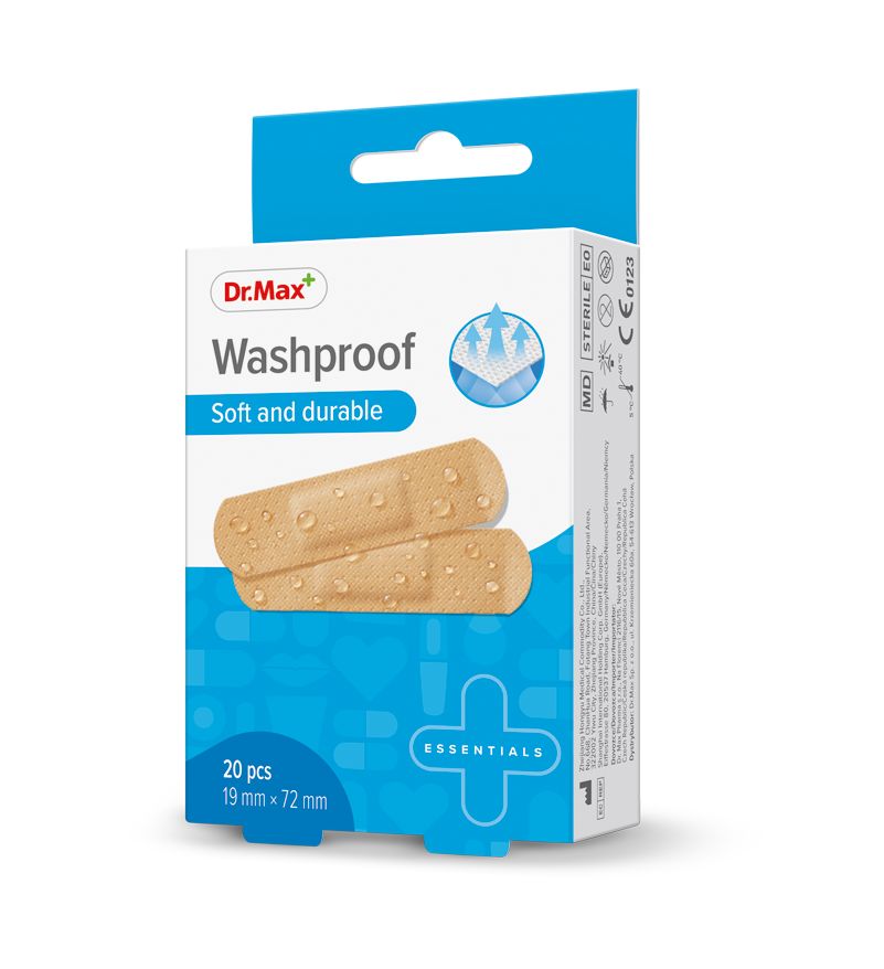 Dr. Max Washproof Soft and durable 19 mm x 72 mm náplast 20 ks Dr. Max