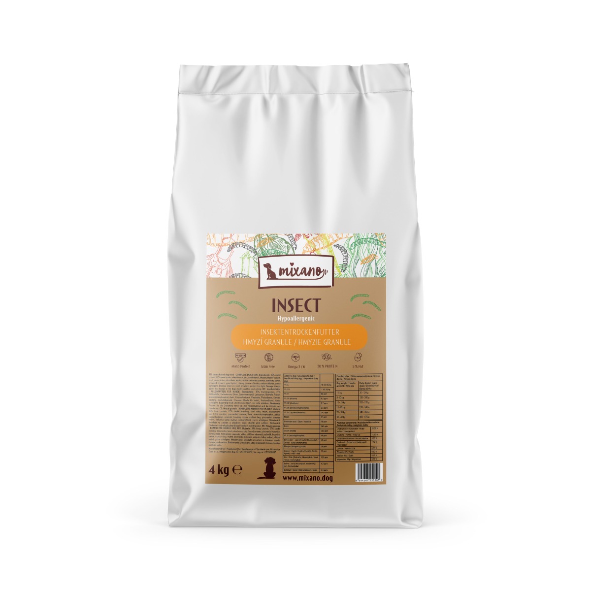 Mixáno Hmyzí granule pro psy 4 kg Mixáno