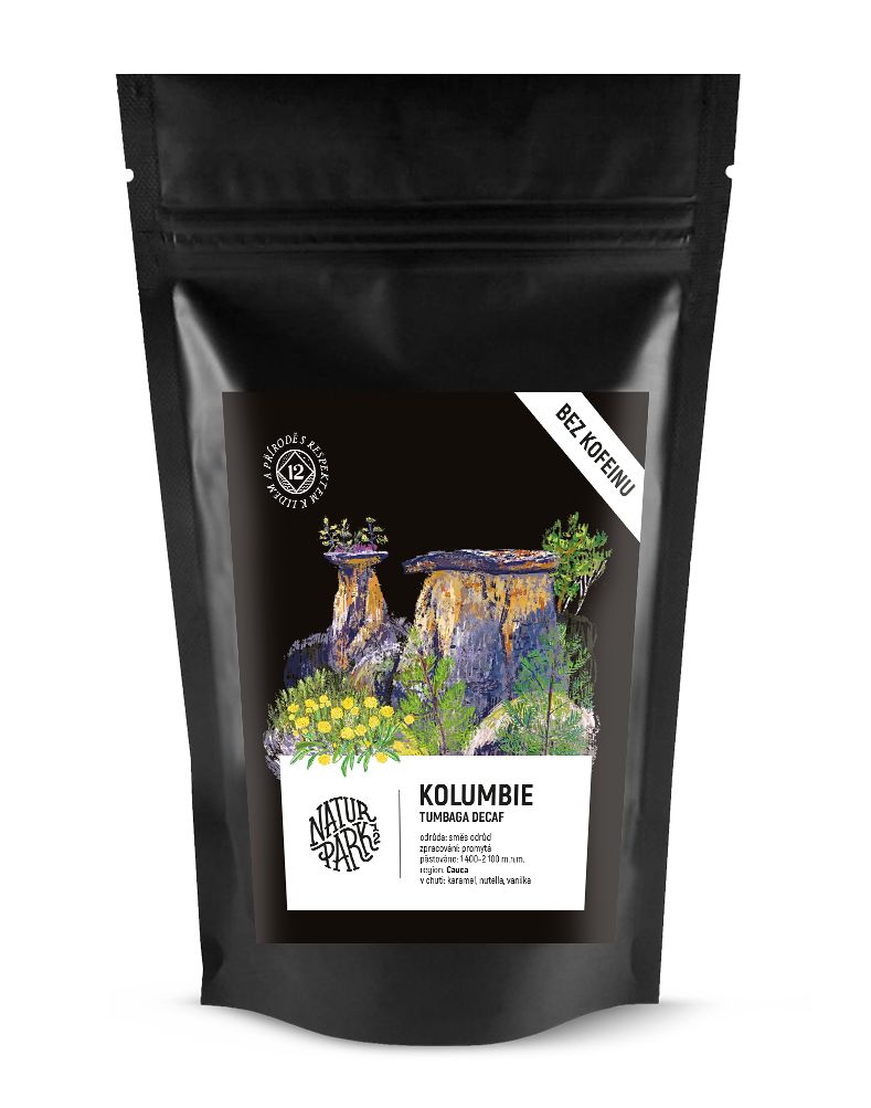 Naturpark 12 Kolumbie Tumbaga Decaf 100% Arabica bezkofeinová zrnková káva 250 g Naturpark 12