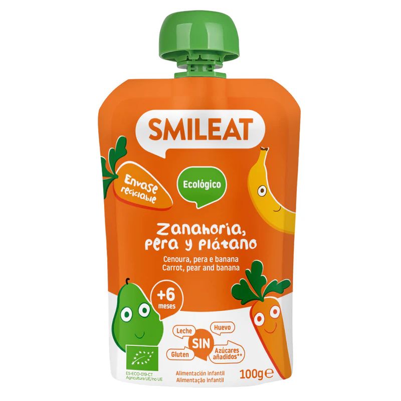 Smileat BIO kapsička hruška karotka a banán 6M+ 100 g Smileat