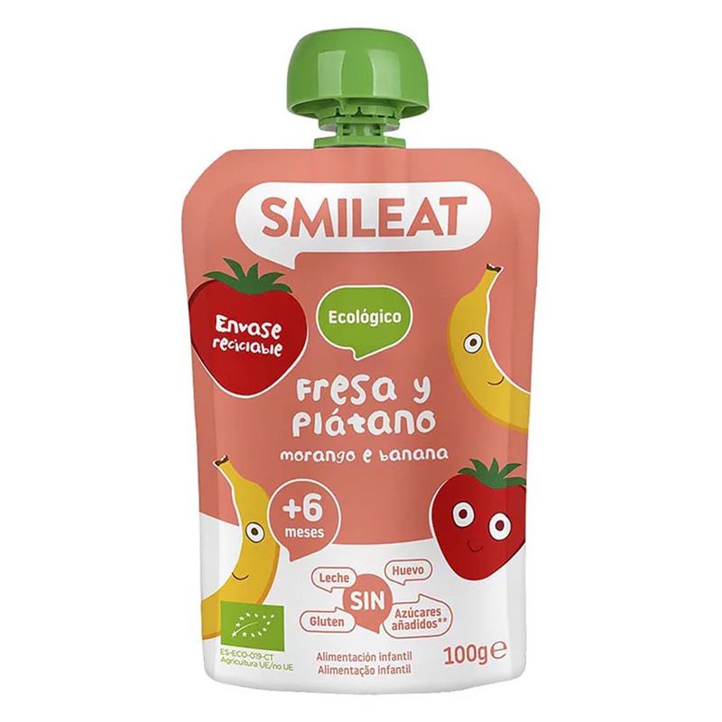 Smileat BIO kapsička jahoda banán a karotka 6M+ 100 g Smileat