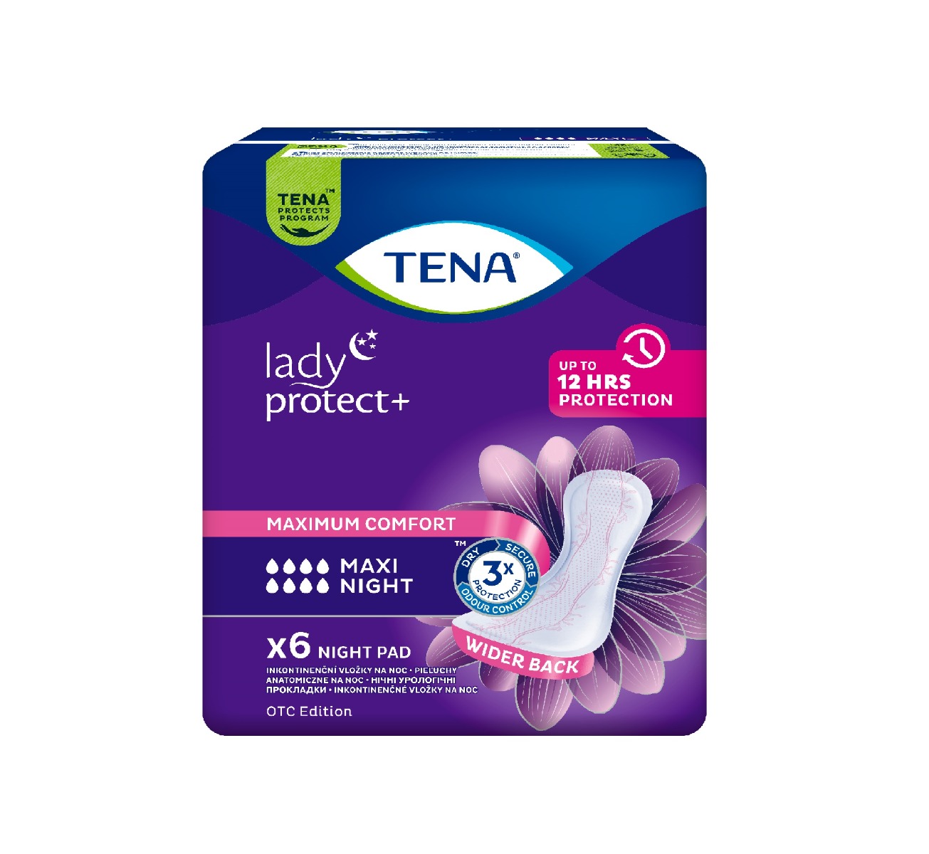 Tena Lady Protect+ Maxi Night inkontinenční vložky 6 ks Tena