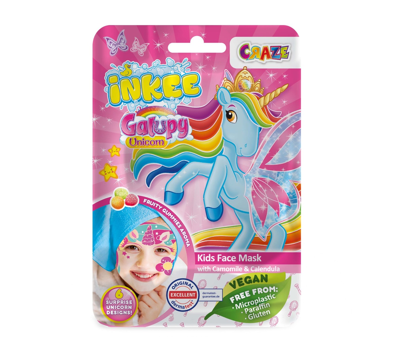 Craze INKEE Galupy Unicorn dětská obličejová maska 15 ml Craze