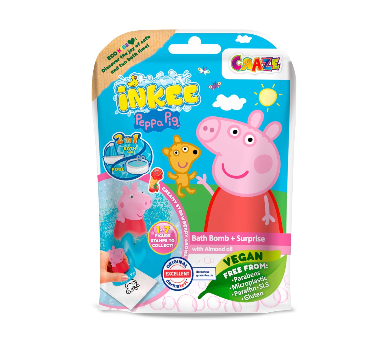 Craze INKEE Peppa Pig koupelová bomba s překvapením 100 g Craze