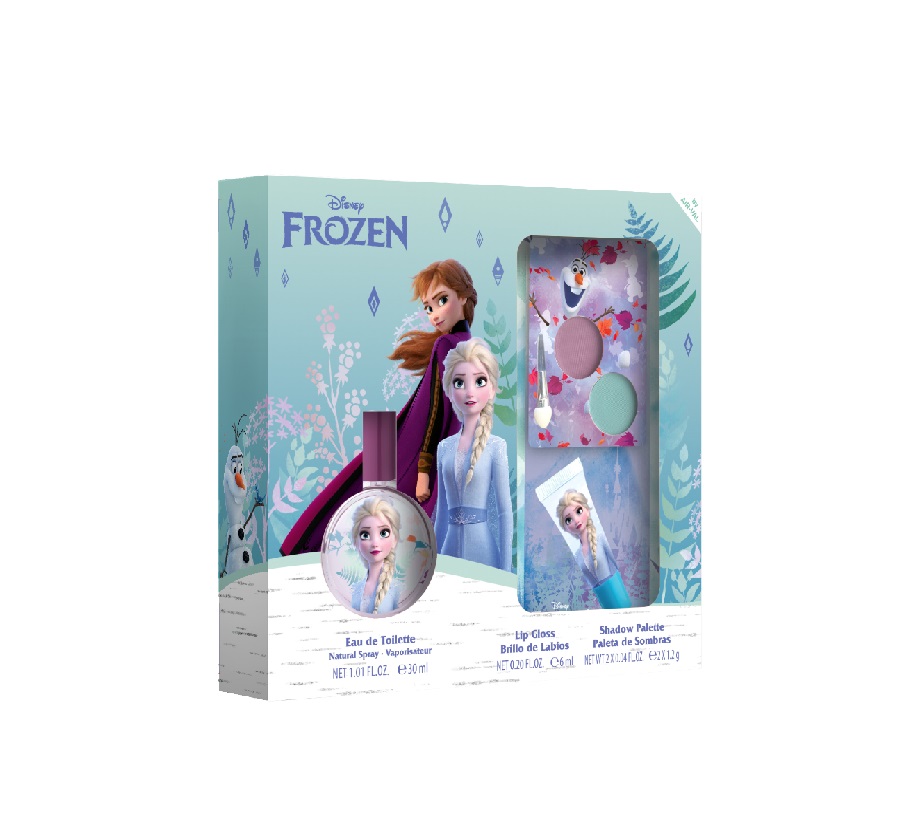 Disney Frozen II Toaletní voda 30 ml s očními stíny a leskem na rty dárkový set Disney