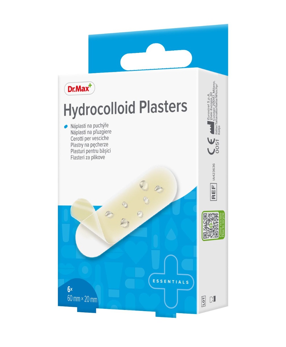 Dr. Max Hydrocolloid Plasters 60 x 20 mm náplasti na puchýře 6 ks Dr. Max