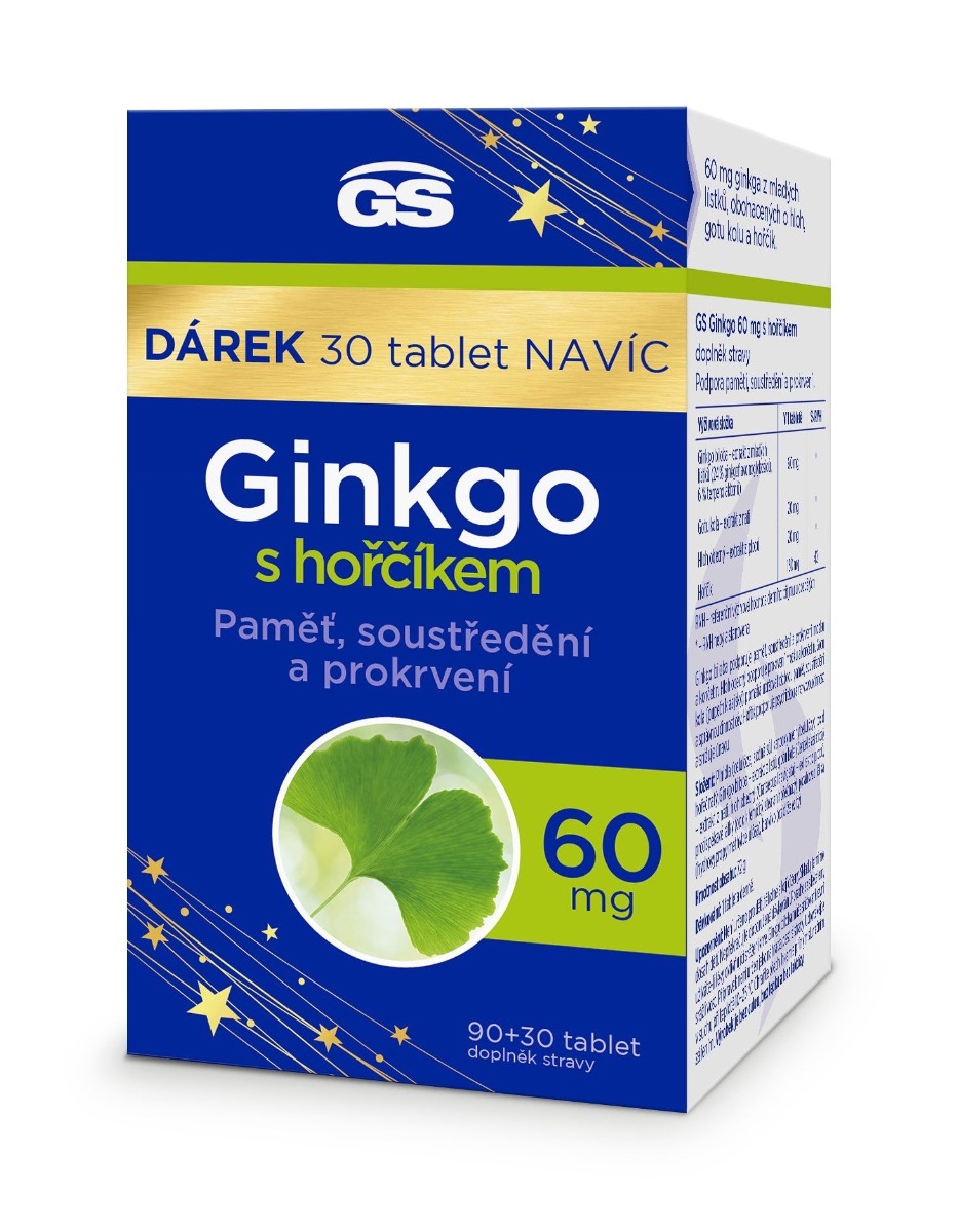 GS Ginkgo 60 mg s hořčíkem 90+30 tablet GS