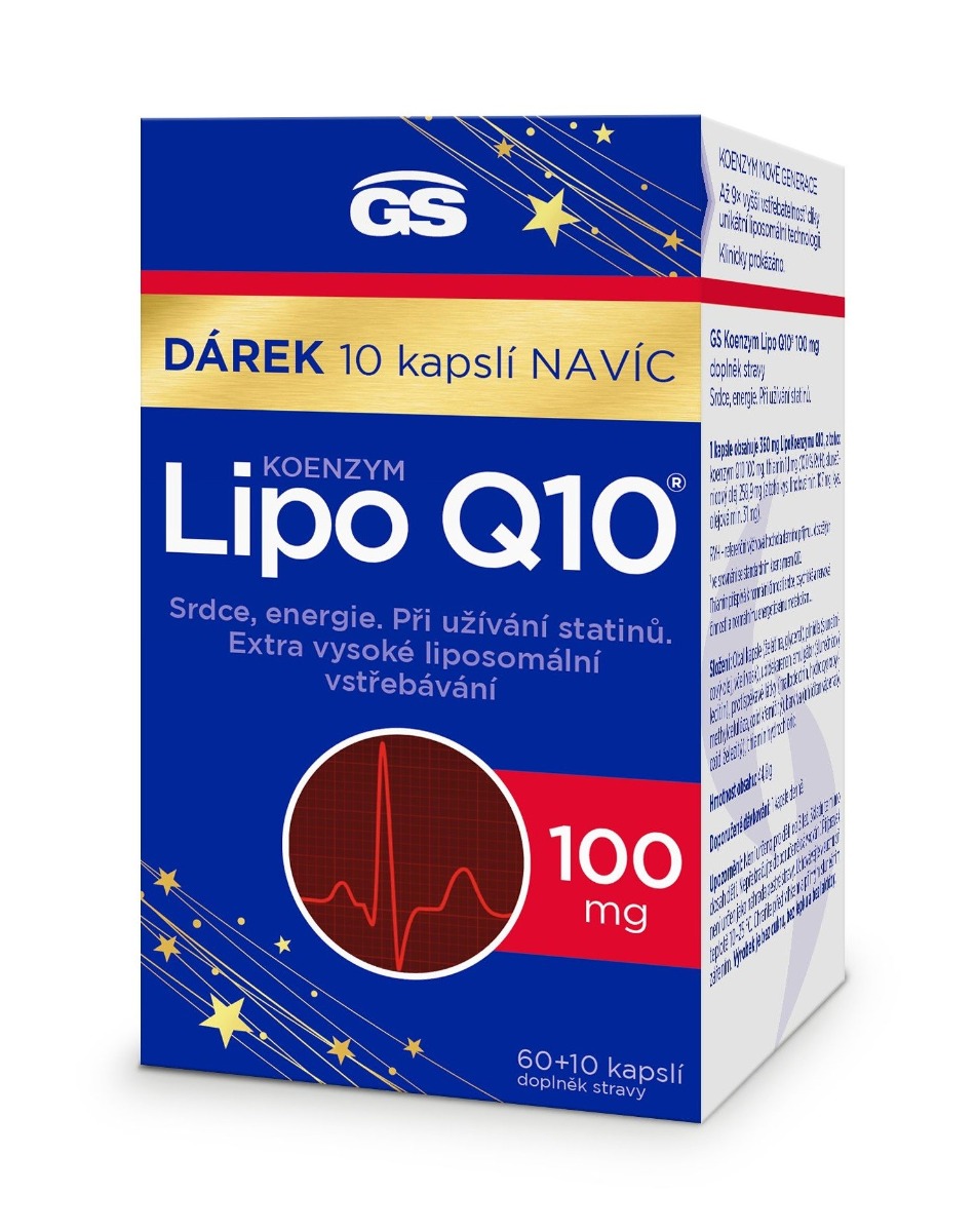 GS Koenzym Lipo Q10 100 mg 60+10 kapslí GS