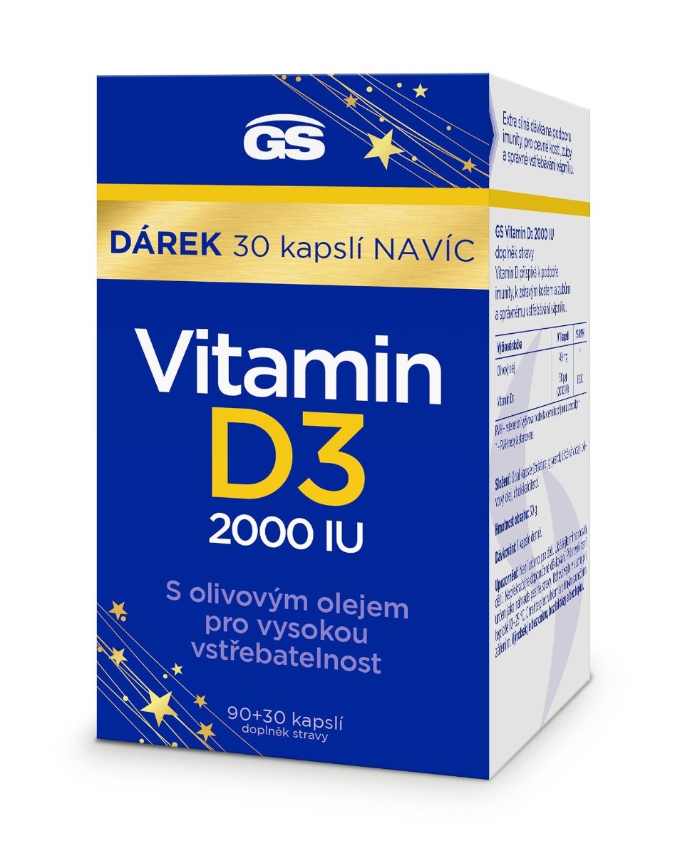 GS Vitamin D3 2000 IU 90+30 kapslí GS