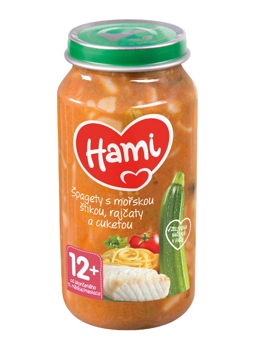 Hami Špagety s mořskou štikou rajčaty a cuketou 12m+ 250 g Hami