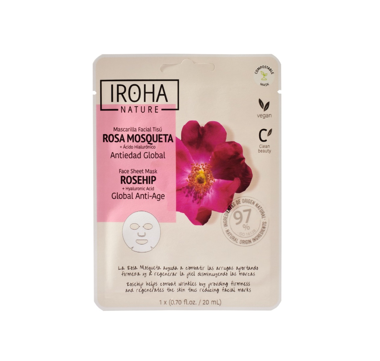 Iroha nature Obličejová maska Anti-Age Šípek 20 ml Iroha nature