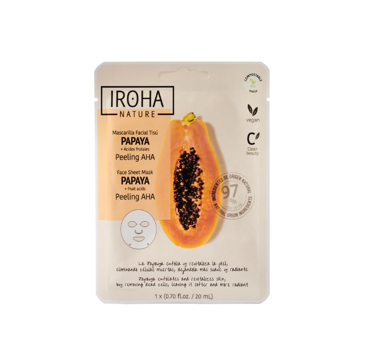 Iroha nature Obličejová maska Peeling Papay 20 ml Iroha nature