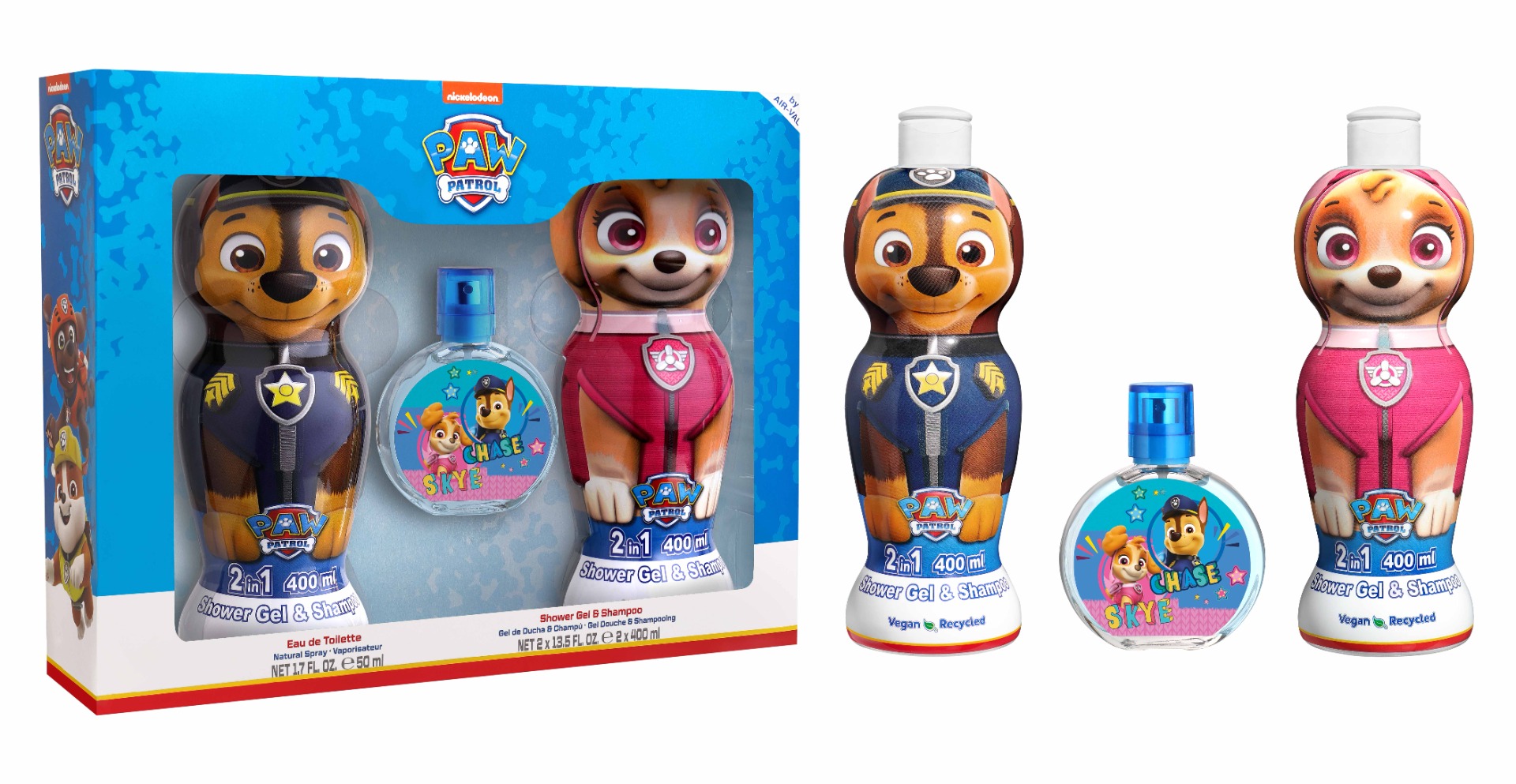 Nickelodeon Paw Patrol Toaletní voda se sprchovým gelem a šamponem dárkový set 50 ml + 2x400 ml Nickelodeon