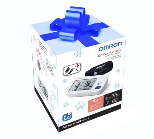 Omron M6 Comfort AFib pažní tonometr + síťový zdroj Omron