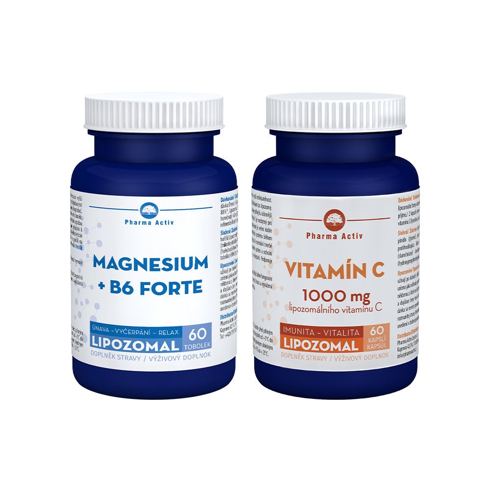 Pharma Activ Magnesium + B6 Forte Lipozomal + Vitamín C 1000 mg Lipozomal 60 tobolek + 60 tobolek Pharma Activ