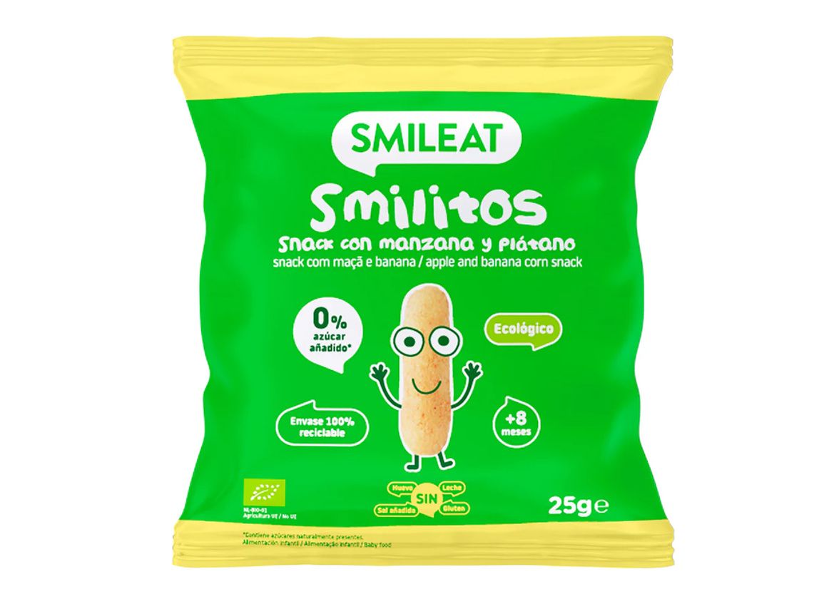 Smileat BIO kukuřičné křupky banán a jablko s vitaminem B1 8M+ Smileat