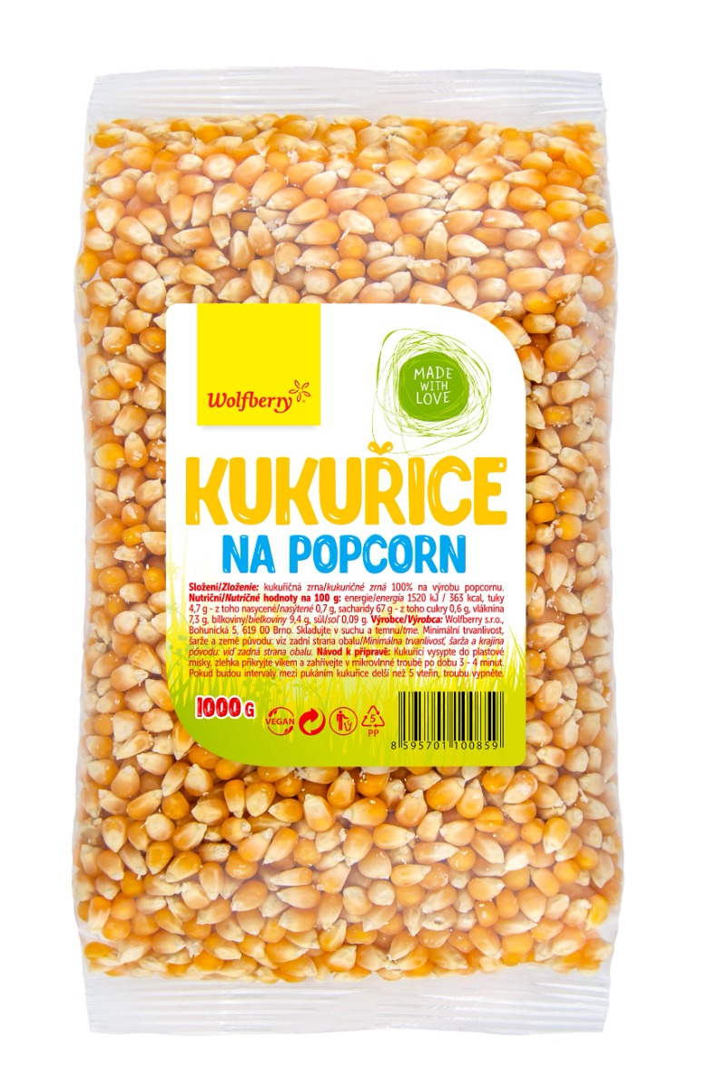 Wolfberry Kukuřice na popcorn 1000 g Wolfberry