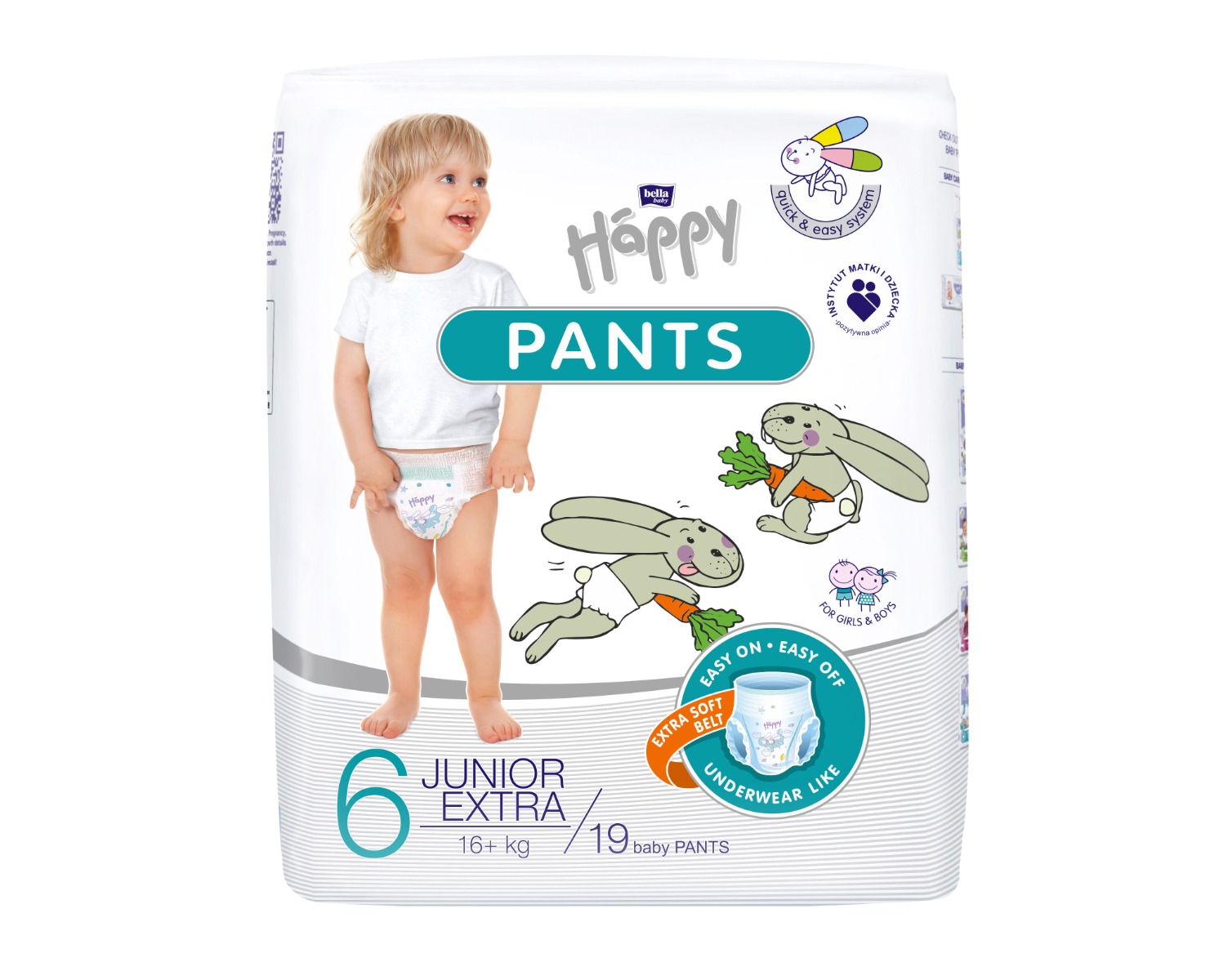 Bella Baby Happy Pants vel. 6 Junior Extra plenkové kalhotky 19 ks Bella