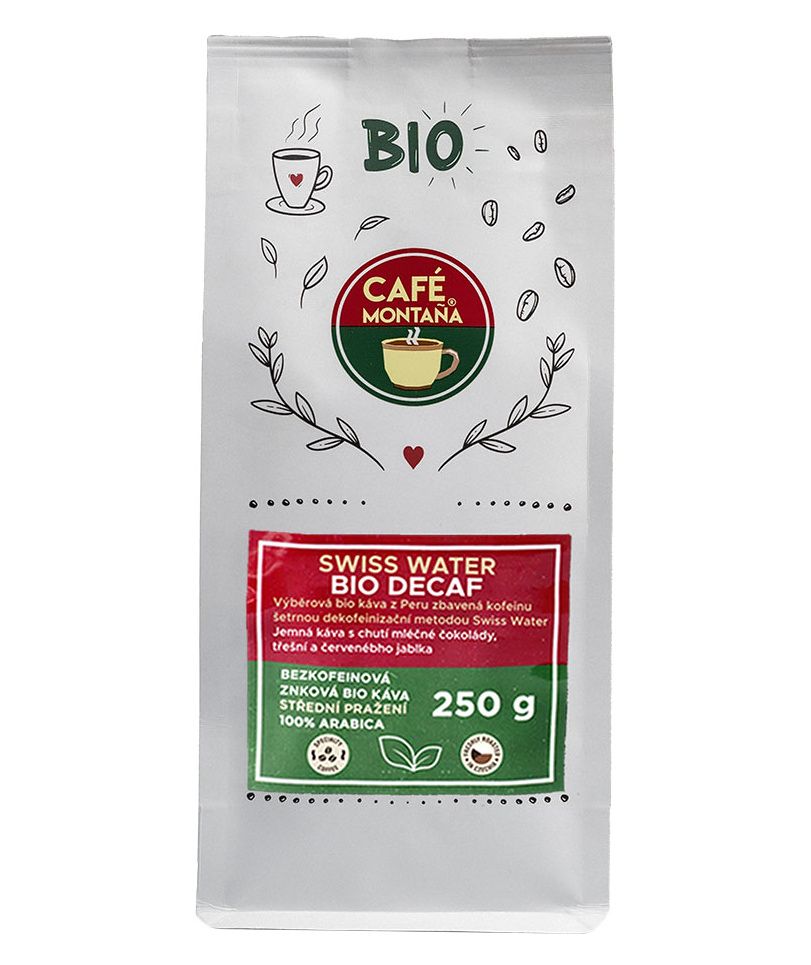 Café Montana Swiss Water Bio Decaf bezkofeinová zrnková káva 250 g Café Montana