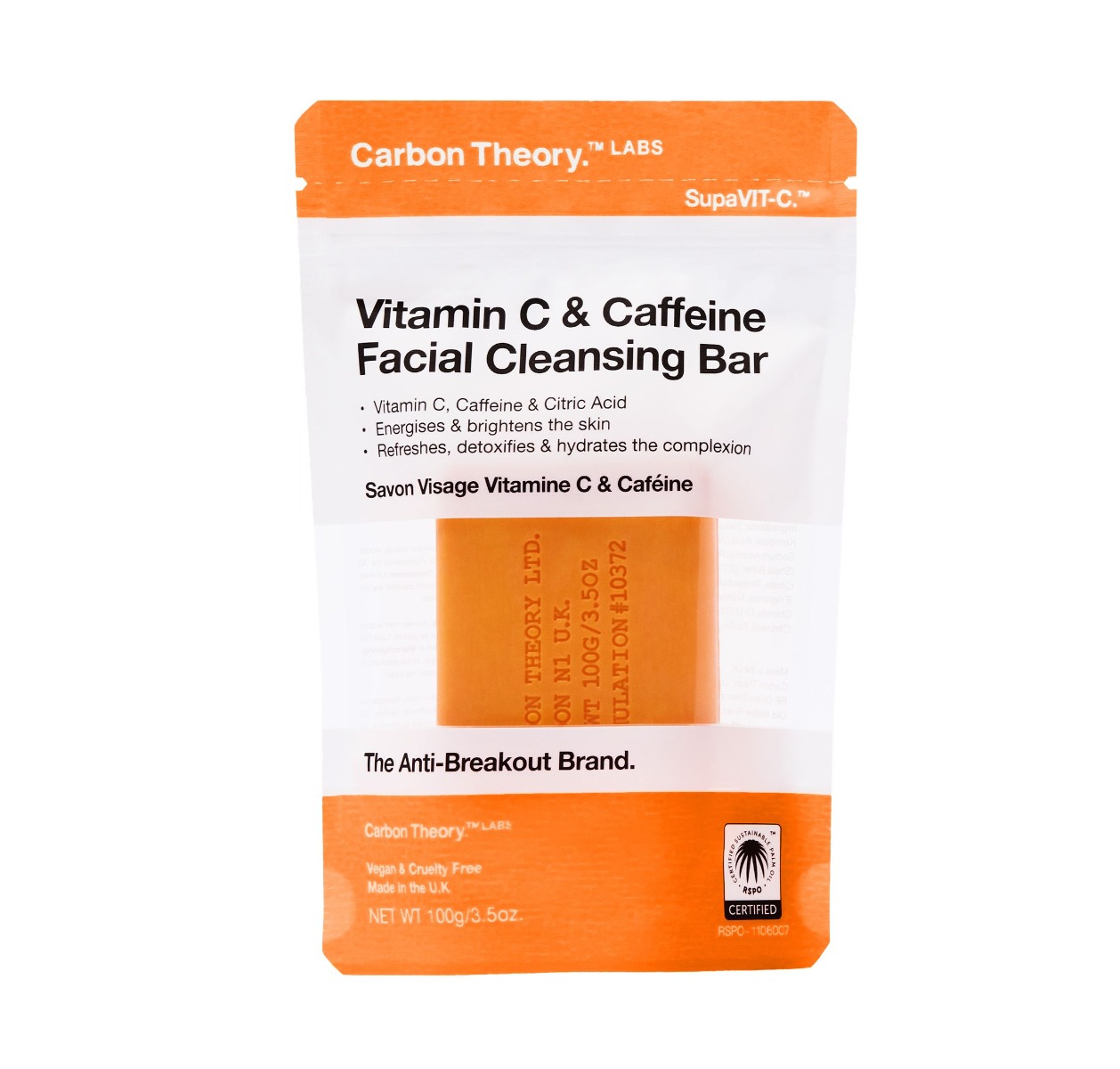 Carbon Theory Vitamin C Facial Cleansing Bar čisticí mýdlo 100 g orange Carbon Theory