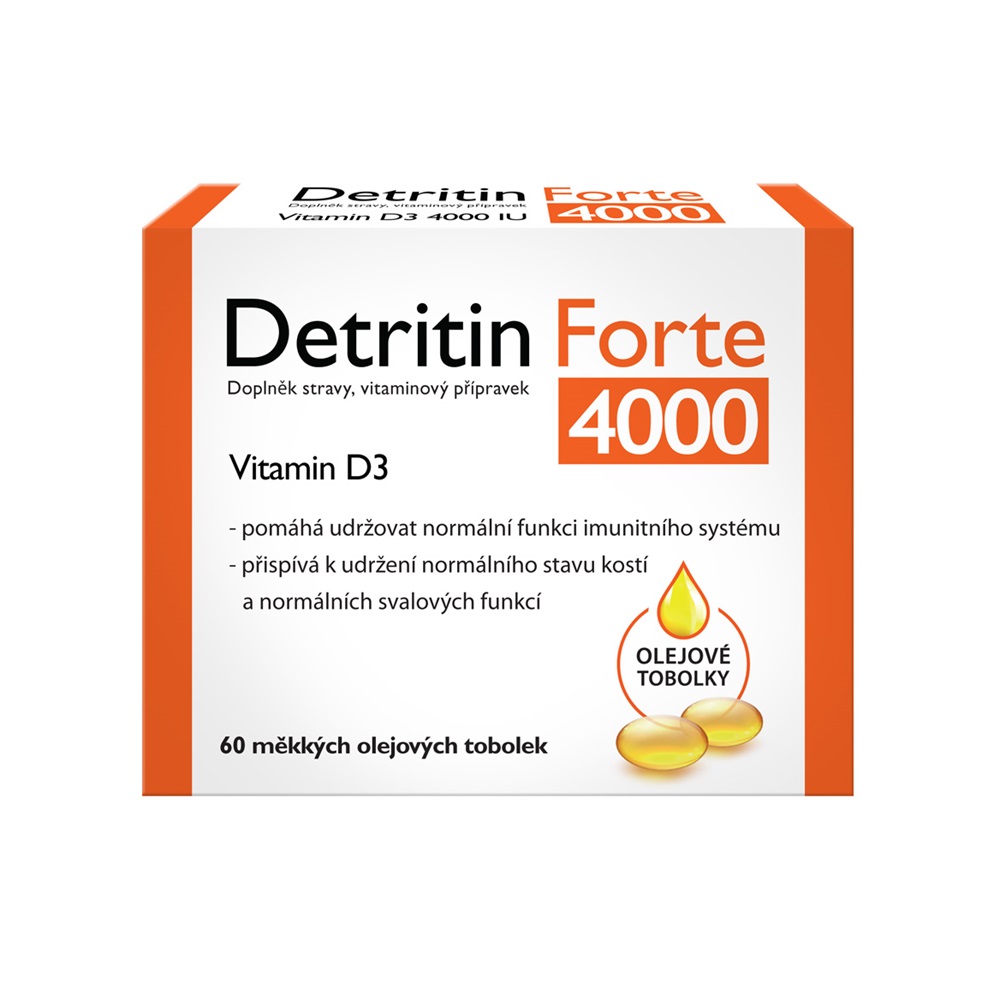 Detritin Forte Vitamin D3 4000 IU 60 měkkých tobolek Detritin