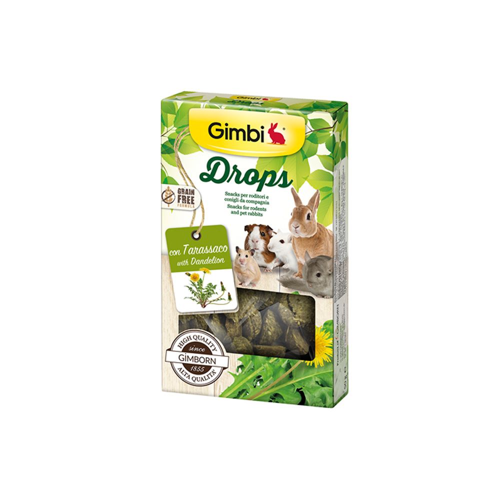 Gimbi Drops grain free pro hlodavce s pampeliškou 50 g Gimbi