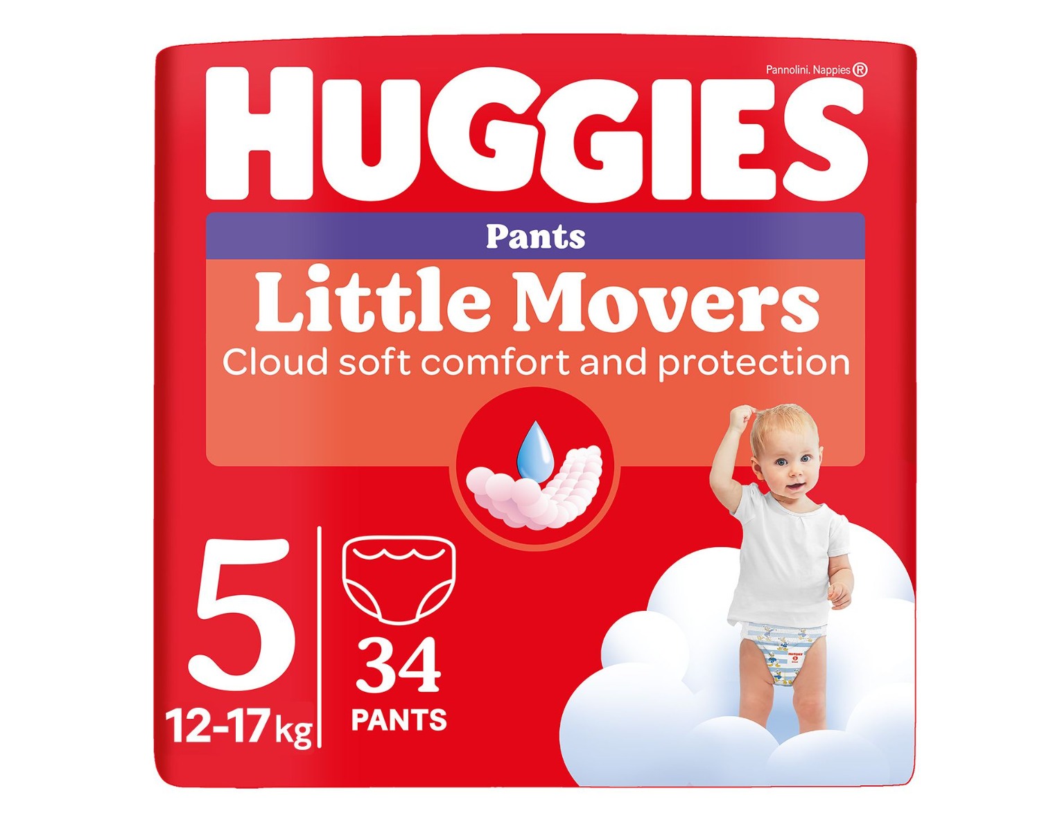 Huggies Little Movers Pants 5 12-17 kg jednorázové plenkové kalhotky 34 ks Huggies