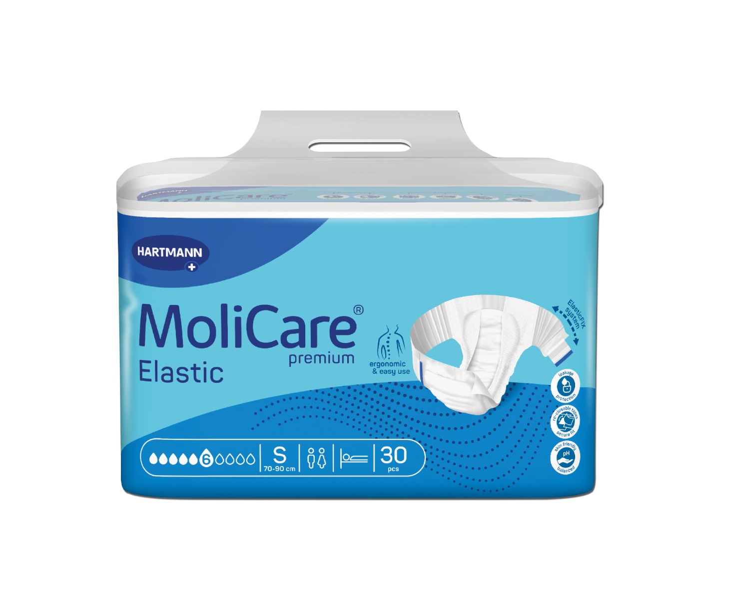 MoliCare Elastic 6 kapek vel. S zalepovací inkontinenční kalhotky 30 ks MoliCare