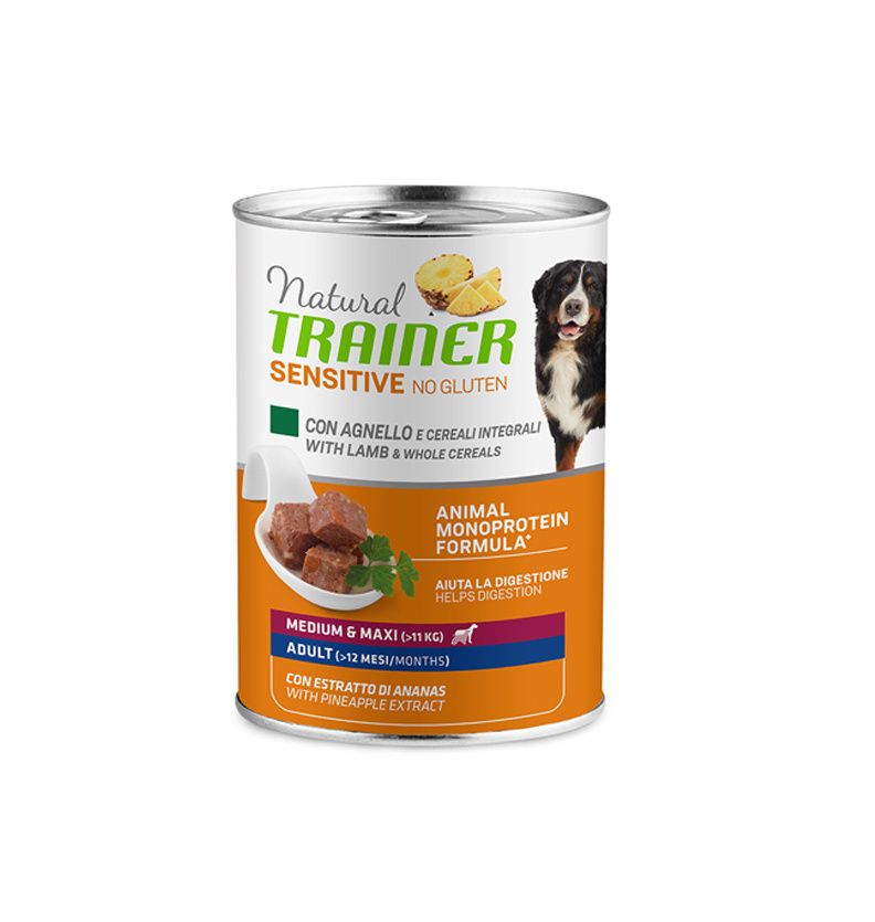 Natural Trainer No gluten medium/maxi jehněčí konzerva 400 g Natural Trainer