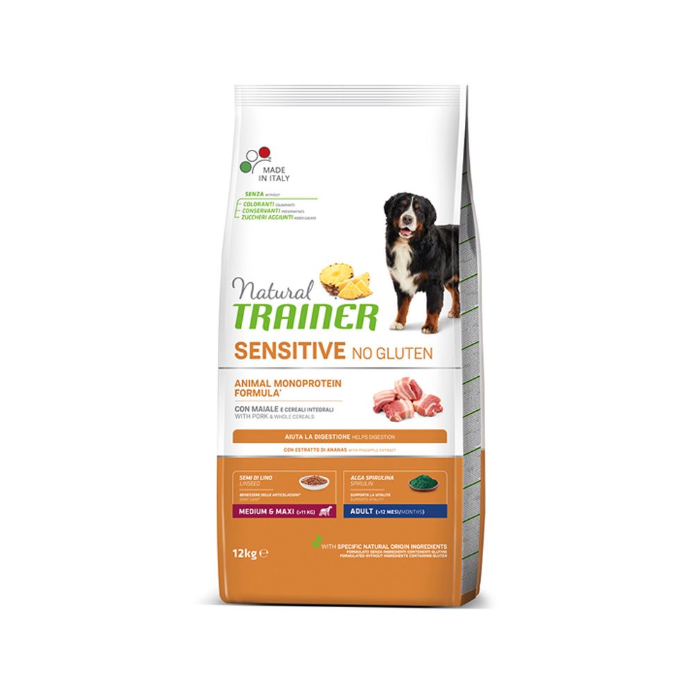 Natural Trainer No gluten medium/maxi vepřové granule 12 kg Natural Trainer